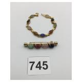 SCARAB BEETLE BRACELET GOLD TONE 7.5" SCARAB