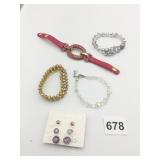 LIZ CLAIRBORNE CARDED EARRINGS PINK RHINESTONE