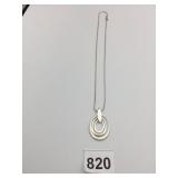 SILVER 925 PENDANT NECKLACE OPEN RINGS