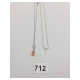 SILVER 925 PENDANT NECKLACES PEACH COLOR TEARDROP