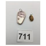 PENDANTS WITH SILVER BAND OR SETTING TIGER EYE