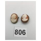 TWO CAMEO PIN BROOCHES