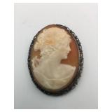 CAMEO PIN BROOCH FILIGREE SETTING  2"