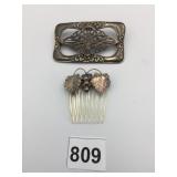 SILVER 925 ANTIQUE PIN HAIR BARRETTE SILVER