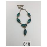 SILVER 925 GREEN AGATE NECKLACE