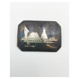 STERLING SILVER PENDANT PIN ASIAN PORT SCENE .206