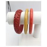 BANGLE BRACELETï¿½S CARVED CINNAMON ORANGE AND