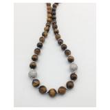TIGER EYE BEADED NECKLACE 38" TOGGLE CLOSE