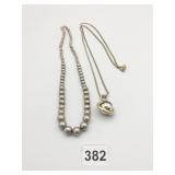 SILVER TONE BEADED NECKLACE 22" SWIVEL BALL