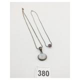 TWO 925 SILVER PENDANT NECKLACES QUARTZ WITH