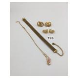 MESH CHOKER NECKLACE GOLD TONE EARRINGS NAPIER