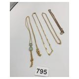 CHAIN NECKLACES GOLD TONE MOONSTONE PENDANT