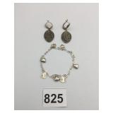 SILVER 925 MARCASITE EARRINGS BRACELET WITH