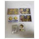 3 PROOF PRESIDENTIAL $1.00 COINS W/ PLATED GOLD