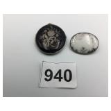 PIN WHITE SILVER TREES BLACK OVAL LOCKET PENDANT