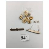 BUTTONS WITH DUCKS BAR PIN ETCHED SMALL POCKET