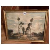 RURAL ASIA FRAMED PRINT 19X15, SOME CONDITION