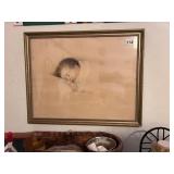 A LITTLE DREAM FRAMED SLEEPING BABY PRINT