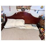 QUEEN SIZE CHERRY HEADBOARD AND HOLLYWOOD FRAME