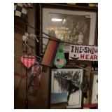 ITEMS ON BASEMENT WALL, ANTIQUE FAMILY PHOTO IN