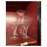 STARBURST CUT GLASS MARTINI GLASSES QTY7