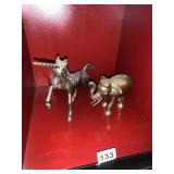 BRASS UNICORN AND ELEPHANT