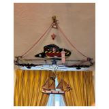 WOODEN SHIP, EAGLES, METAL HOLDER