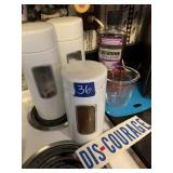 CANISTER SET, PYREX MEASURING CUP, TRIVET AND