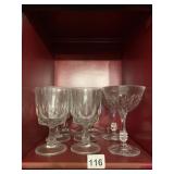 ARCOROC FRAMED CUT GLASSES QTY 6, 2 CUT GLASS