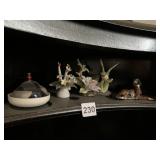 DOG, FLOWERS, HUMMINGBIRD FIGURINES, LEFTON BRAND