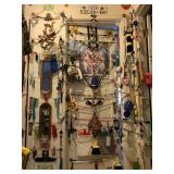 ITEMS HANGING ON BATHROOM DOOR, CLOSET DOOR AND