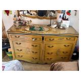 8 DRAWER LONG DRESSER WITH GLASS TOPPER