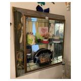 ASIAN STYLE MIRROR WITH SHELVES, SOME DAMAGE SEE
