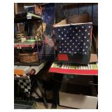 STANDS CONTAINING VARIOUS ITEMS , EMPTY BOXES AND