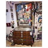 3 DRAWER DRESSER WITH GLASS TOPPER AND MIRROR,