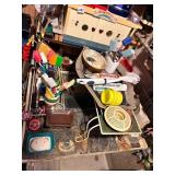 BASKET, FOOD STORAGE, VHS TAPES UNKNOWN CONTENT,