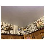 HANGING ITEMS ON BULKHEAD, VINTAGE CHEESE BOARD,