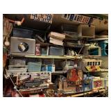 ITEMS ON SHELVES IN BASEMENT, MANY EMPTY