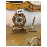 SHEFFIELD BRASS DESK CLOCK AND HEAVY WEIGHTED