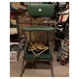 VINTAGE GREEN STOOL, SOME DAMAGE, EXTENSIONS