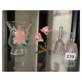 GLASS BELLS, PAINTED GLASS VESSEL, PORCELAIN