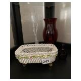 ITALIAN CAPODIMONTE PORCELAIN BASKET, SWEDISH