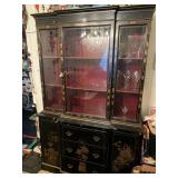ASIAN STYLE CHINA HUTCH, HOOKS SCREWED INTO WOOD,