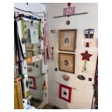 FRAMED PRINTS, ITEMS ATTACHED AND HANGING OFF