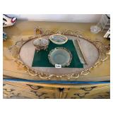 GOLD TONE DRESSER TRAY WITHOUT MIRROR, PERFUME