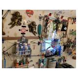 ITEMS HANGING ON WALL IN BATHROOM, IN SHOWER, ON