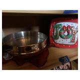 JOY TIN, CHRISTMAS DISH, STRAINER PAN