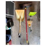 PUSH BROOM, HUGE SNOW SHOVE, DUSTPAN AND BROOM