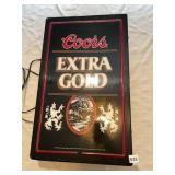 1985 COORS EXTRA GOLD LIGHTED SIGN, BREAKAGE ON