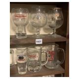 BUDWEISER, IRON CITY BEER 6 TOTAL GLASSES